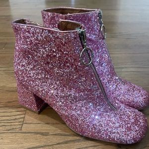 Jeffrey Campbell Pink Glitter Booties size 8